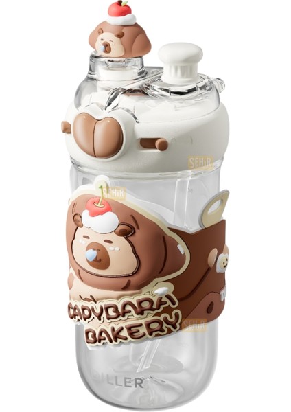 580ML Yeni Koleksiyon Sevimli Hayvanlar Süslü Pipetli/pipetsiz Boyun Askılı Tritan Çocuk Matarası