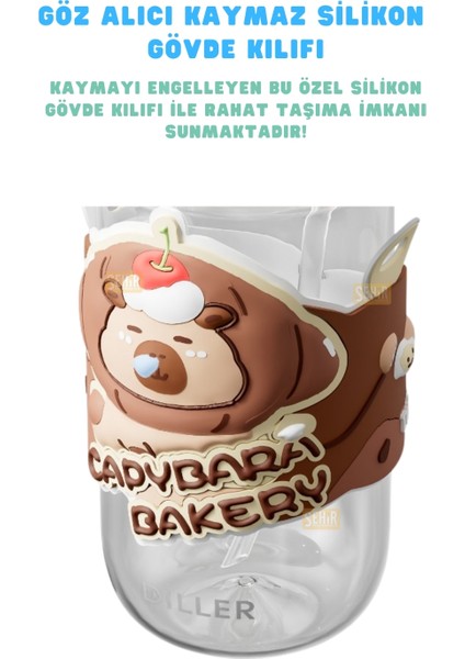 580ML Yeni Koleksiyon Sevimli Hayvanlar Süslü Pipetli/pipetsiz Boyun Askılı Tritan Çocuk Matarası modelleri