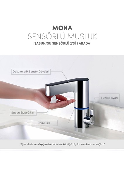 Mona Köpük Sensörlü Lavabo Bataryası (Sabunlu) -WM00605010200011 modelleri