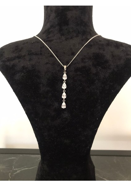 PASLANMAZ ÇELİK GÜMÜŞ RENK 4 DAMLA MODEL TAŞLI İNCE ZİNCİRLİ IŞILTILI PARLAK KOLYE modelleri