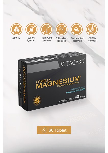Complex Magnesium – 60 Tablet | Magnezyum Bisglisinat, Sitrat, Malat & Vitamin B6