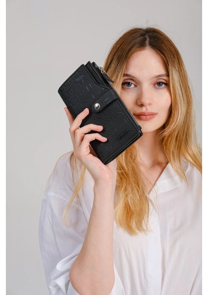 Orijinal Just Polo Bozuk Para Fermuarlı Dikey Çok Bölmeli Kadın Cüzdanı El Pörtföyü 19*10 cm