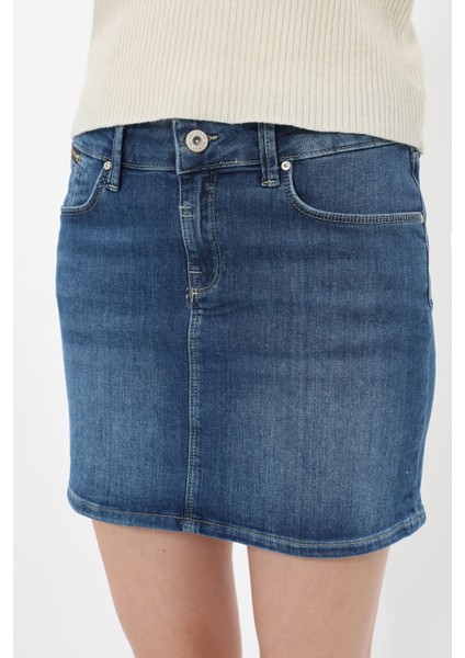 Kadın Jean Kısa Etek Koyu Mavi