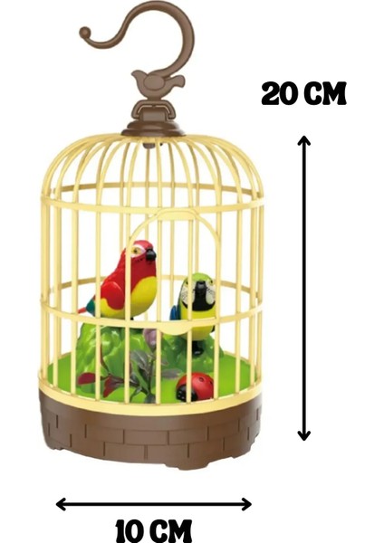 Ses Kontrollü Hareketli Oyuncak Kafeste Kuş – 20 cm Canlı Renkli, Gerçekçi Ses ve Görünüm fiyatları
