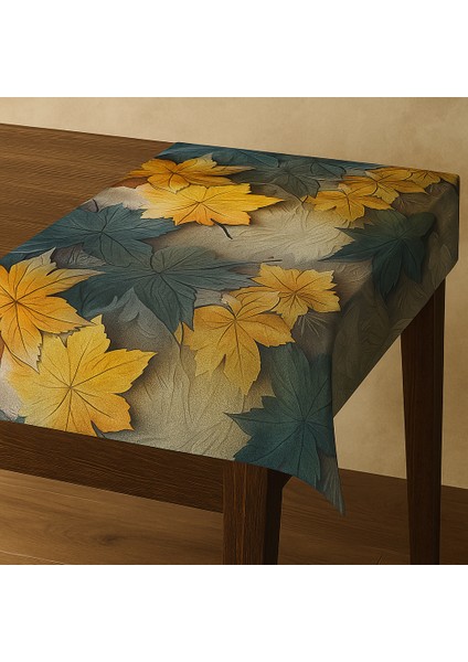 Bohem Sonbahar Desenli Duck Kumaş Masa Runner – 40×140 cm | Yaprak Temalı Şık Sofra Aksesuarı fırsatları
