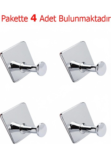Thincal Kendinden Yapışkanlı Askılık Tekli Krom 4 Lü Paket fiyatları