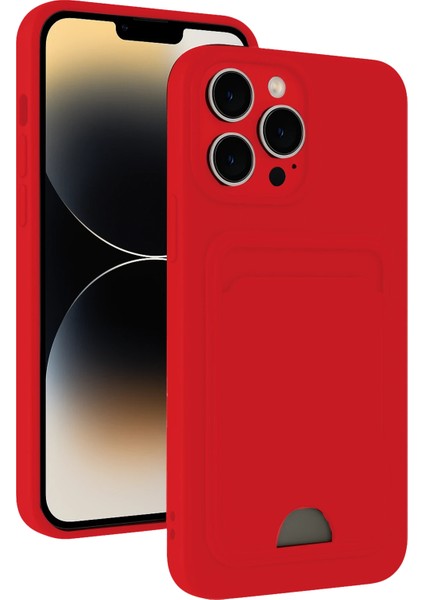 Apple iPhone 13 Pro Max Uyumlu Kartlıklı Kelvin Kapak Kırmızı
