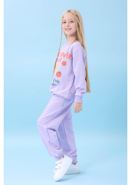 Kız Çocuk Pasta Baskılı Mevsimlik Alt Üst Takım Lila fiyatları