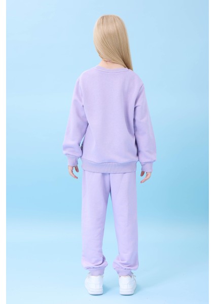 Kız Çocuk Pasta Baskılı Mevsimlik Alt Üst Takım Lila modelleri