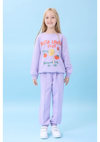 Kız Çocuk Pasta Baskılı Mevsimlik Alt Üst Takım Lila indirimleri