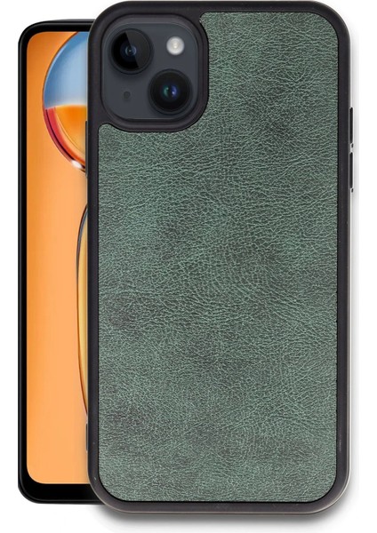 Apple iPhone 13 Uyumlu Premium Suni Deri Aras Kapak Koyu Yeşil