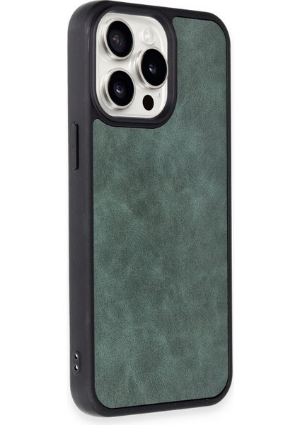Apple iPhone 15 Pro Uyumlu Premium Suni Deri Aras Kapak Koyu Yeşil fiyatları