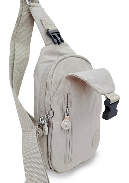 Kadın Suya Dayanıklı Krinkıl Kumaş Çapraz Askılı Günlük Çanta Bej modelleri