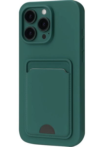 Apple iPhone 16 Pro Max Uyumlu Kartlıklı Kelvin Kapak Koyu Yeşil