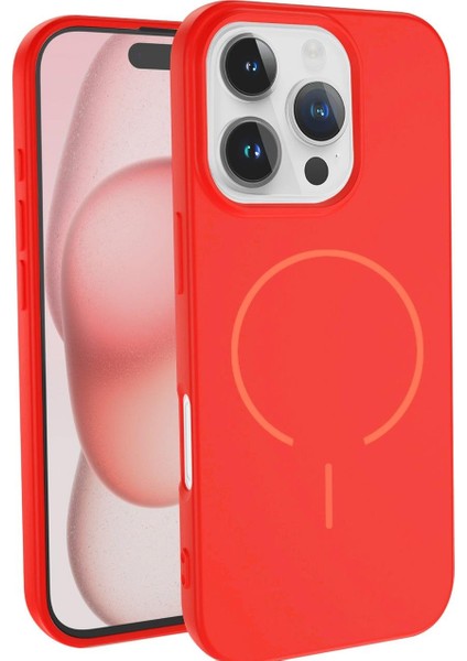 Apple iPhone 14 Pro Max Uyumlu Magsafe Özellikli Içi Kadife Silikon Aqua Kapak Kırmızı fiyatları