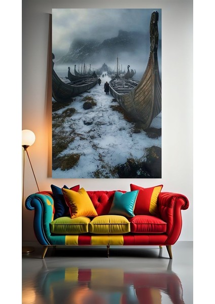 Vikinglerin Gelişi V1 Ev Duvar Salon Güzellik Salonu Ofis Dükkan Dekarasyon Kanvas Tablo
