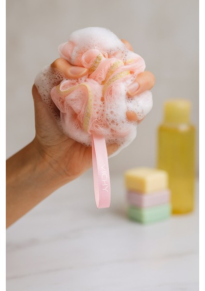 Vıchy Pembe Gold Simli Banyo Lifi – Yoğun Köpük Etkili Duş ve Vücut Temizleme Lifi VCH-6575 fiyatları