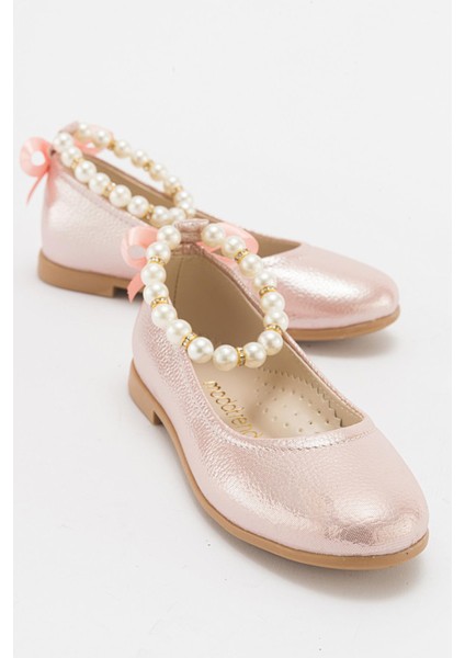 Kaydırmaz Incili Çocuk Ayakkabı 21-25 Pudra Vko