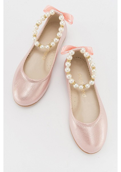 Kaydırmaz Incili Çocuk Ayakkabı 21-25 Pudra Vko indirimleri