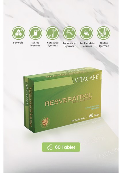 Resveratrol – 60 Tablet | Yüksek Doz Antioksidan, Kalp ve Hücre Sağlığı Desteği