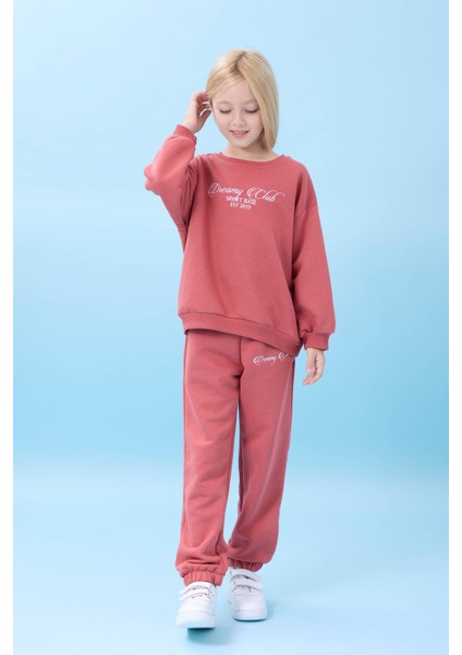 Kız Çocuk Dreamy Nakışlı Bisiklet Yaka Mevsimlik Alt Üst Takım Kiremit modelleri