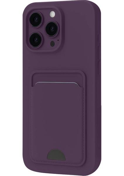 Apple iPhone 16 Pro Uyumlu Kartlıklı Kelvin Kapak Derin Mor