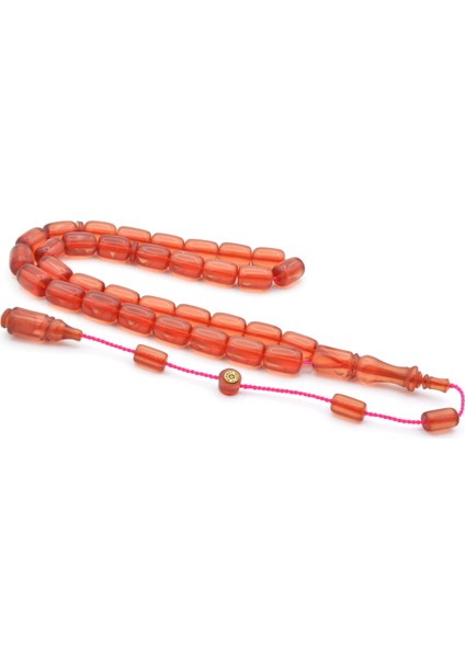 Hikmet Al Said Imzalı Kapsül Kesim Pembe Blok Zar Kehribar Tesbih