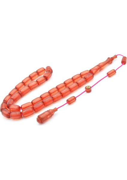 Hikmet Al Said Imzalı Kapsül Kesim Pembe Blok Zar Kehribar Tesbih fiyatları