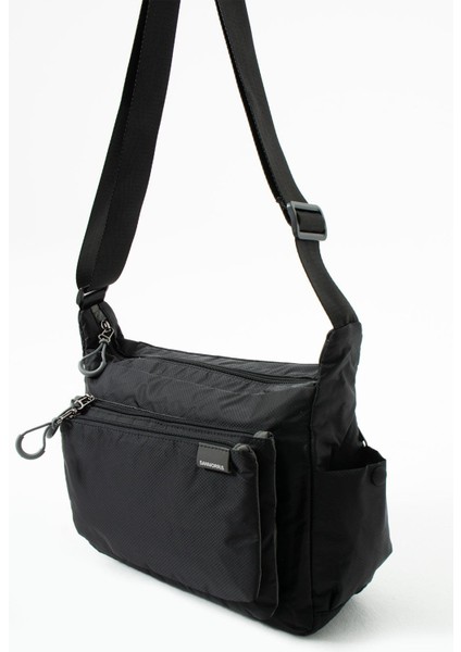 Kadın Suya Dayanıklı Paraşüt Kumaş 4 Gözlü Çapraz Askılı Siyah Oval El ve Omuz Çantası Siyah fiyatları