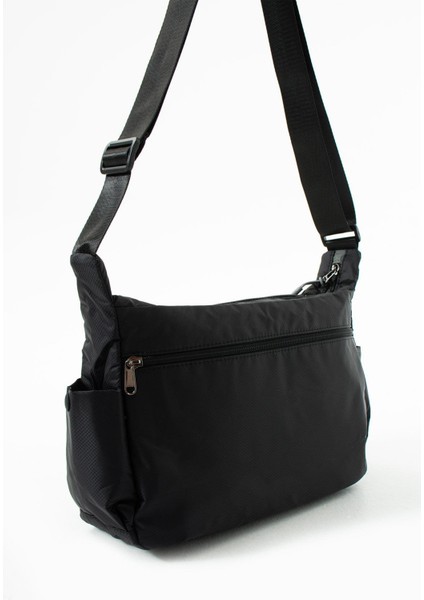 Kadın Suya Dayanıklı Paraşüt Kumaş 4 Gözlü Çapraz Askılı Siyah Oval El ve Omuz Çantası Siyah modelleri