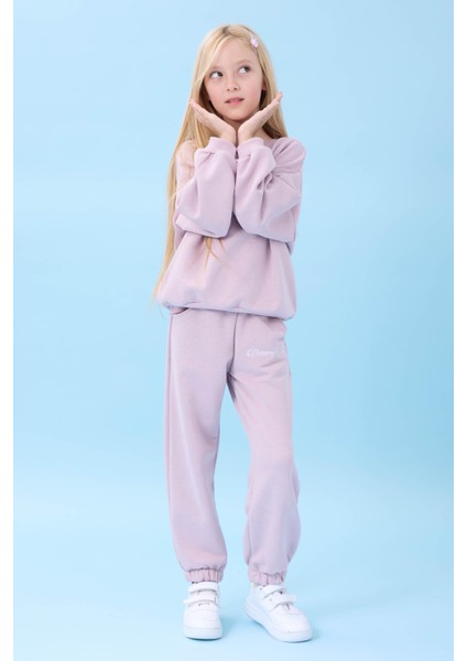 Kız Çocuk Dreamy Nakışlı Bisiklet Yaka Mevsimlik Alt Üst Takım Açık Gül Rengi modelleri