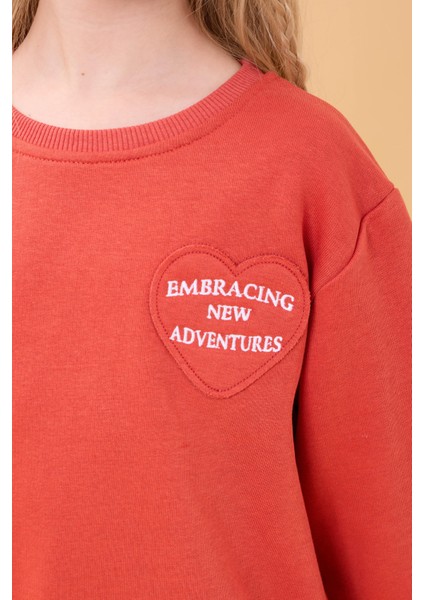 Kız Çocuk Basic Kalp Aplike Mevsimlik Alt Üst Takım Kiremit modelleri