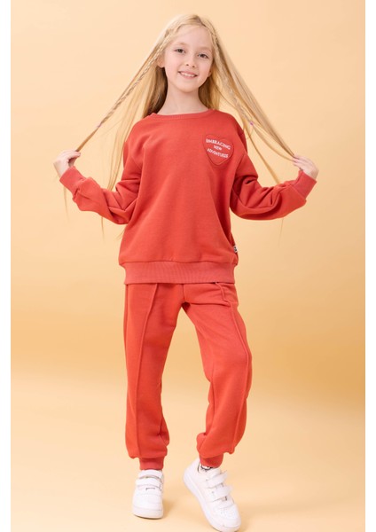 Kız Çocuk Basic Kalp Aplike Mevsimlik Alt Üst Takım Kiremit indirimleri
