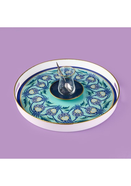 Kitchen Lale Camlı Yuvarlak Tepsi - Renkli - 35 cm fiyatları