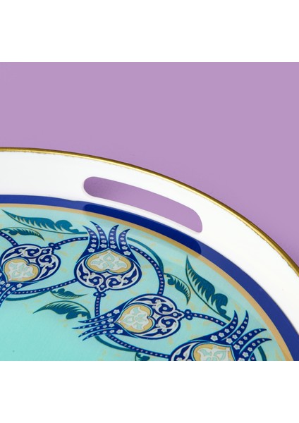 Kitchen Lale Camlı Yuvarlak Tepsi - Renkli - 35 cm modelleri