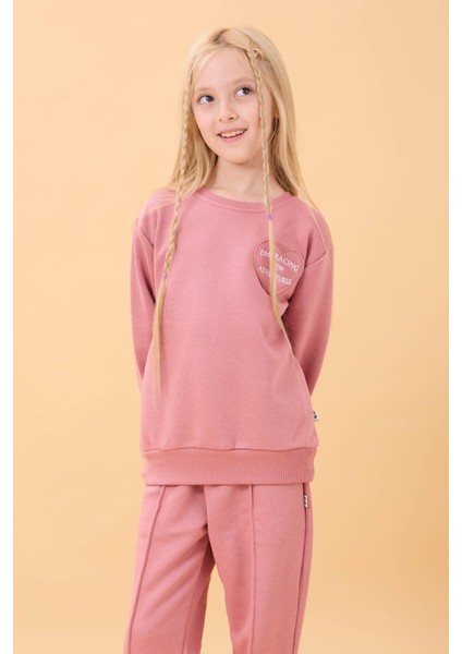 Kız Çocuk Basic Kalp Aplike Mevsimlik Alt Üst Takım Gülkurusu indirimleri