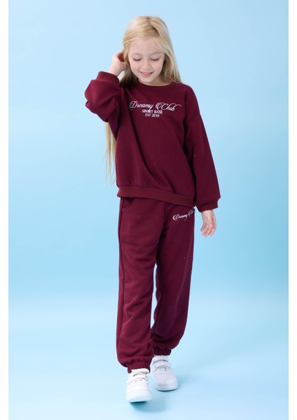 Kız Çocuk Dreamy Nakışlı Bisiklet Yaka Mevsimlik Alt Üst Takım Bordo indirimleri