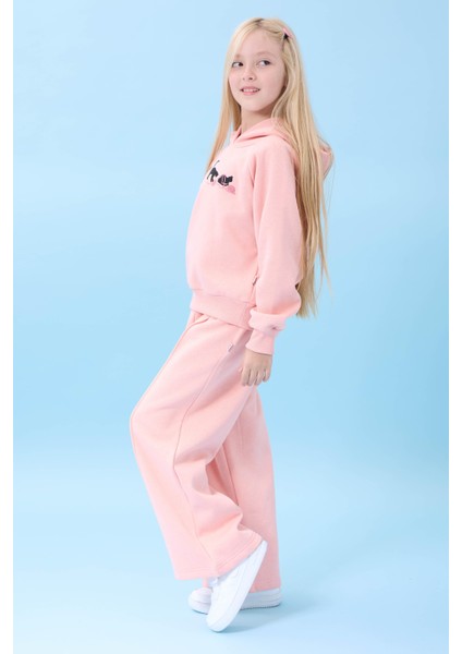 Kız Çocuk Kapüşonlu Içi Polarlı Kedi Nakışlı Şardonlu Kışlık Takım Yavruağzı fiyatları