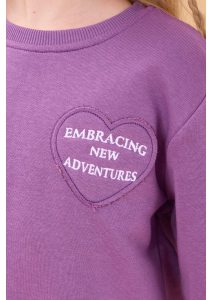 Kız Çocuk Basic Kalp Aplike Mevsimlik Alt Üst Takım Mor fırsatları