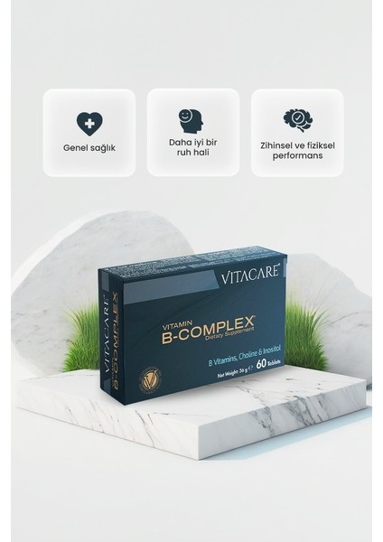 Vitamin B-Complex – 60 Tablet | B1, B2, B3, B5, B6, B12, Folik Asit, Biotin, Kolin & Inositol fiyatları