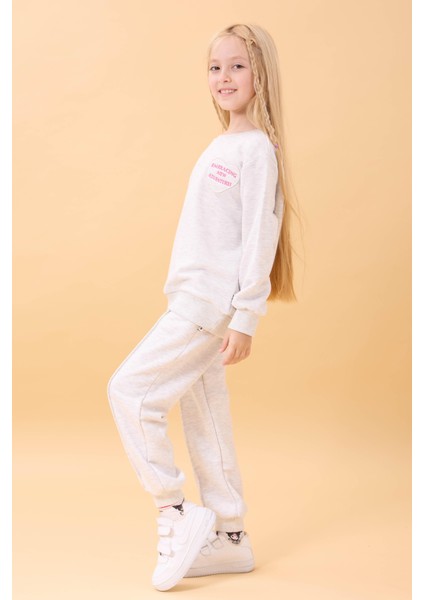 Kız Çocuk Basic Kalp Aplike Mevsimlik Alt Üst Takım Gri fiyatları