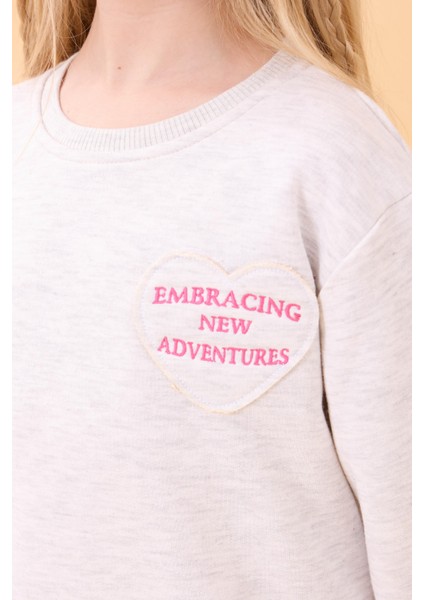 Kız Çocuk Basic Kalp Aplike Mevsimlik Alt Üst Takım Gri fırsatları