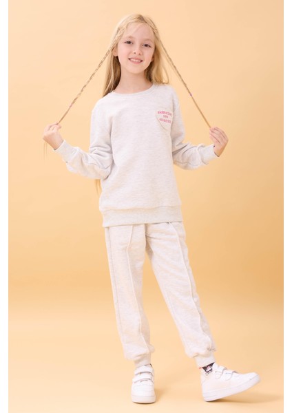 Kız Çocuk Basic Kalp Aplike Mevsimlik Alt Üst Takım Gri indirimleri