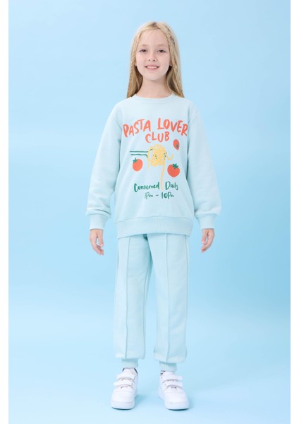 Kız Çocuk Pasta Baskılı Mevsimlik Alt Üst Takım Su Yeşili