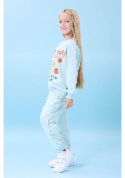 Kız Çocuk Pasta Baskılı Mevsimlik Alt Üst Takım Su Yeşili fiyatları