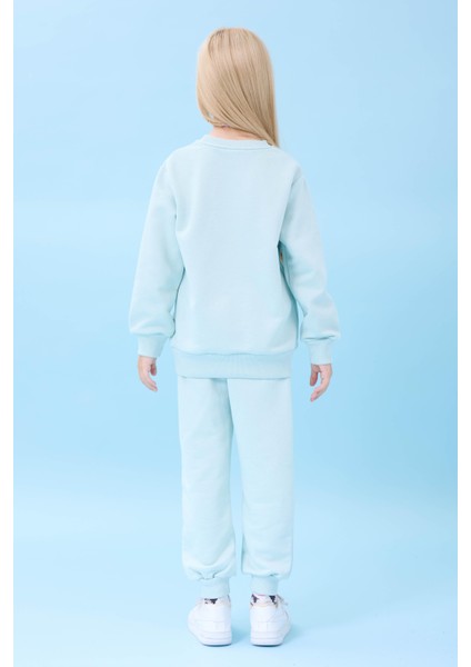 Kız Çocuk Pasta Baskılı Mevsimlik Alt Üst Takım Su Yeşili modelleri