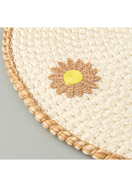 Soft Çiçek Nakışlı Supla - Ekru - 33X33 cm modelleri