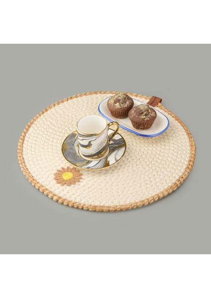 Soft Çiçek Nakışlı Supla - Ekru - 33X33 cm fırsatları