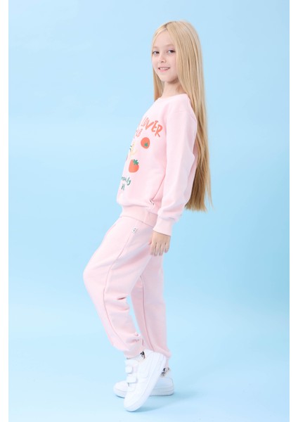 Kız Çocuk Pasta Baskılı Mevsimlik Alt Üst Takım Pudra fiyatları