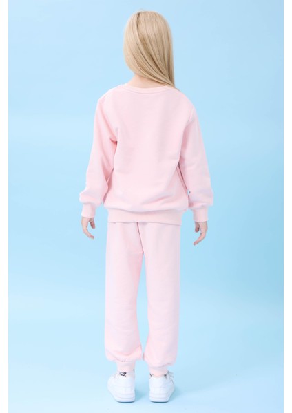 Kız Çocuk Pasta Baskılı Mevsimlik Alt Üst Takım Pudra modelleri